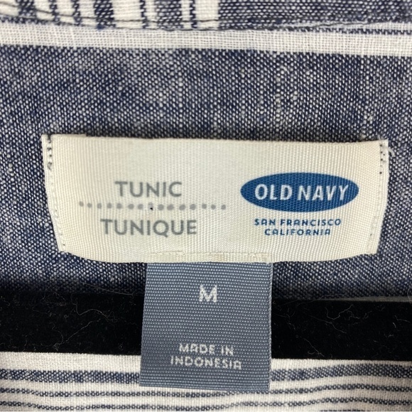 OLD Navy Chambray Striped Boho V Neck Linen Blend Top Medium - Picture 3 of 9